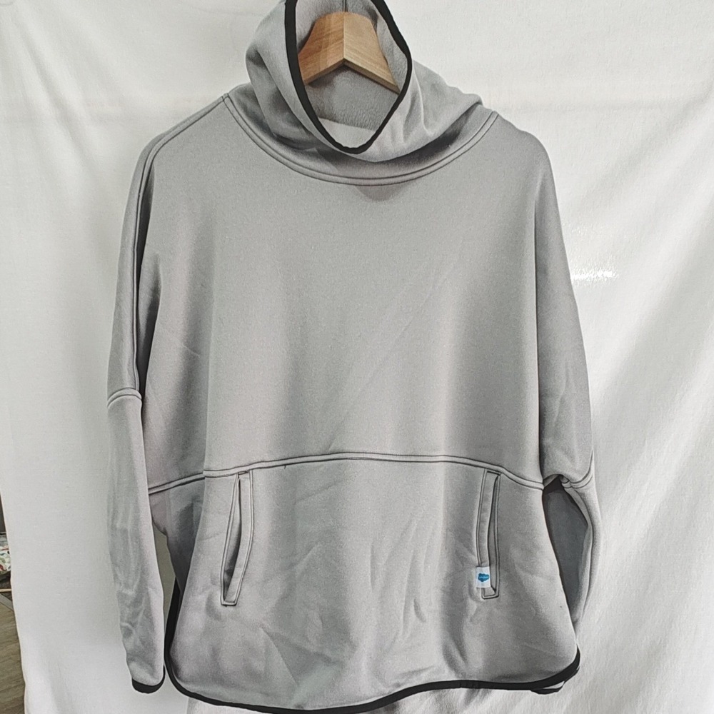 The North Face Canyon Flats Poncho Pullover Sweatshirt Grey Funnel Neck Fleece L